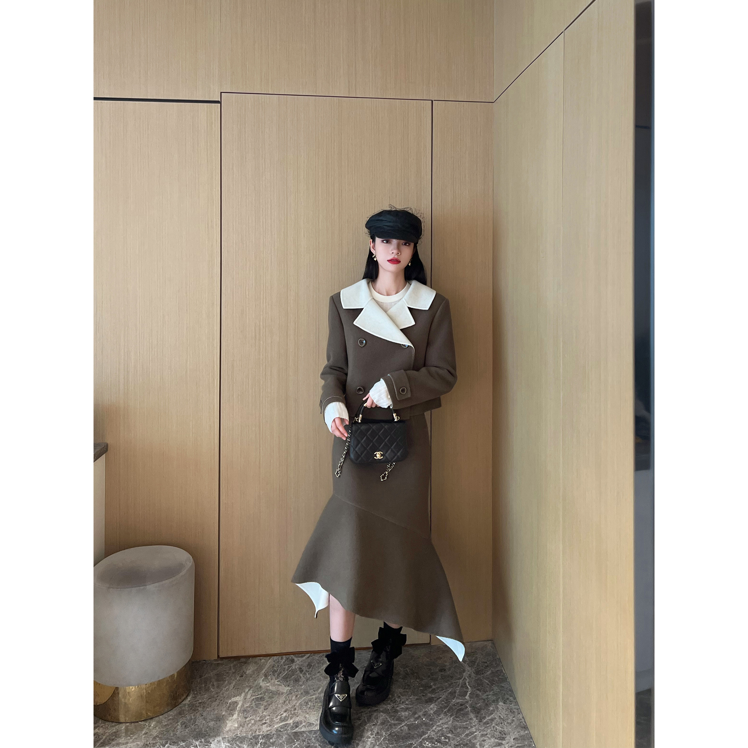 NancyCavally双色双面呢套装