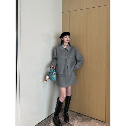 NancyCavally澳洲进口羊毛/羊绒  飒爽立体夹克领落肩袖毛呢外套