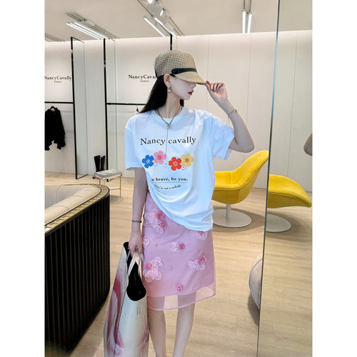 NancyCavally多巴胺花朵廓形T恤
