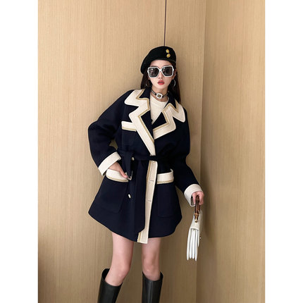 NancyCavally 90支100澳毛 年度战袍金丝撞色双面呢短/长款大衣