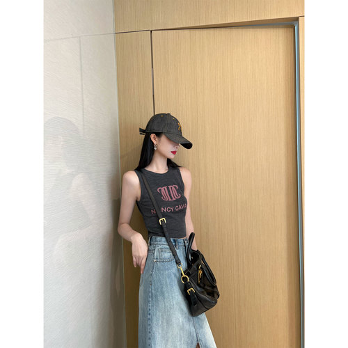 NancyCavally印花修身吊带背心