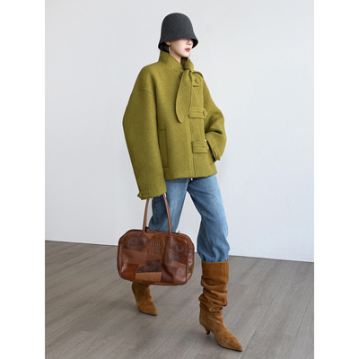 NancyCavally立体圈圈毛呢子外套