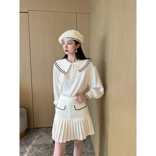 NancyCavally逆龄海军风真丝套装