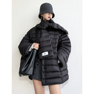 NancyCavally专柜款甄选柔暖95白鹅绒极简主义清冷廓形排骨羽绒服