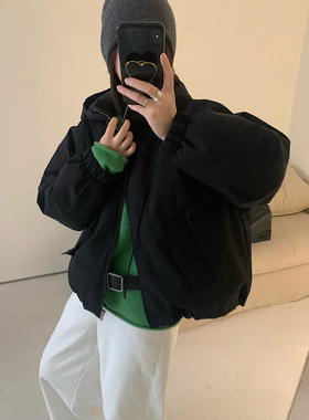 卡蔓诗Enxi8177连帽冲锋衣羽绒服女冬季小个子白鸭绒加厚保暖外套