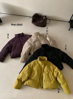 卡蔓诗6869短款立领羽绒服女2025冬季宽松百搭小个子90白鸭绒外套