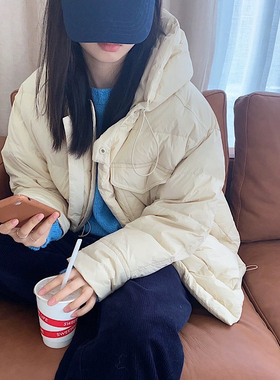 卡蔓诗8056正品抽绳收腰连帽羽绒服女冬季宽松保暖90白鸭绒外套潮