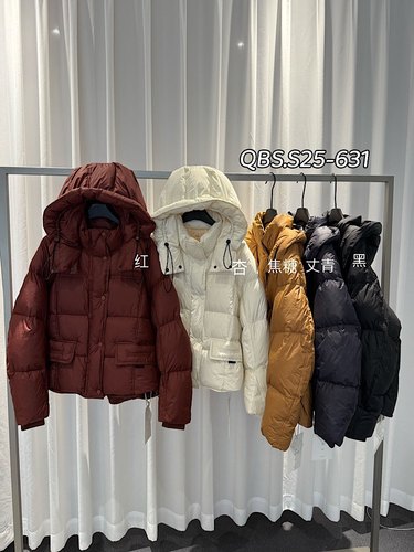 QBS.S25-631连帽羽绒服女冬季加厚保暖小个子90白鸭绒面包服外套