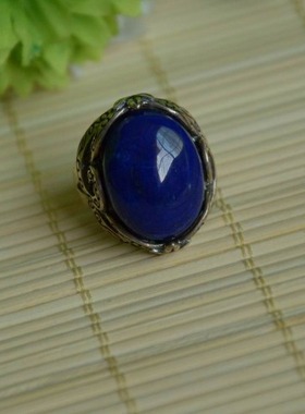 纯银开口镶嵌天然宝石戒指