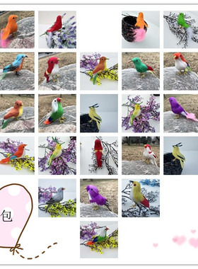 仿真小鸟羽毛小鸟模型园林摆件影视拍摄道具小鸟模型鸟笼摆件