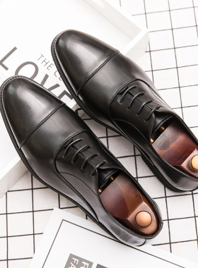 三接头男士皮鞋商务正装内增高