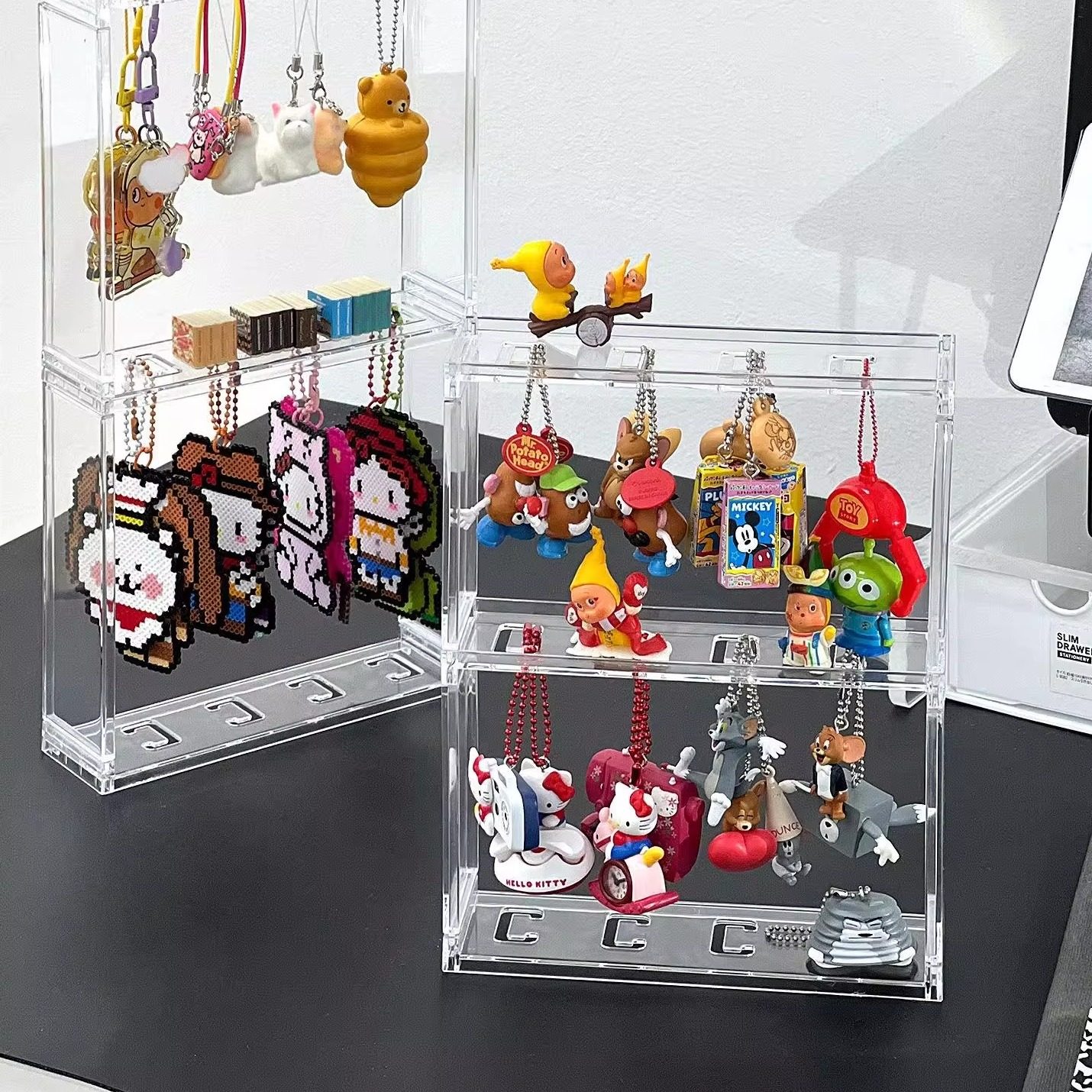 透明扭蛋架收纳盒拼豆展示架钥匙扣分层亚克力防尘防氧化首饰盒子,收纳整理,手办收纳盒,淘宝优惠券,粉丝福利购,淘宝优惠卷