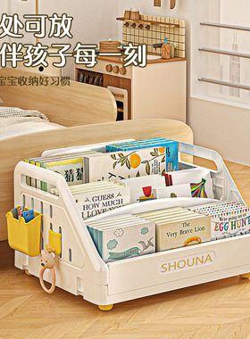 儿童书架绘本收纳架飘窗书桌大容量宝宝玩具书本阅读简易置物架子