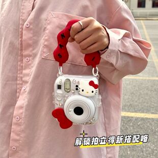 hellokitty拍立得透明壳mini12带挂绳硅胶相机保护套少女水晶护壳
