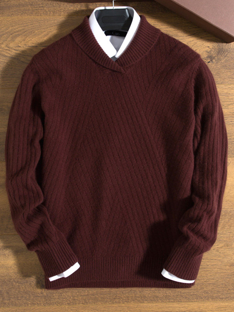 FULL BODY JACQUARD CASHMERE SWEATER MALE THICKENED SOLID COLOR SHAWL COLLAR CARDIGAN 2024 AUTUMN AND WINTER BASE CASHMERE SWEATER