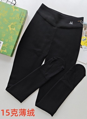 Diear兰梦迪2752秋冬薄绒打底裤羊绒保暖一线裆外穿连裤袜黑哑光