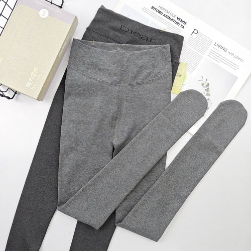 Diear兰梦迪8825秋冬薄绒竖条纹连裤袜微压力显瘦灰色打底裤8826