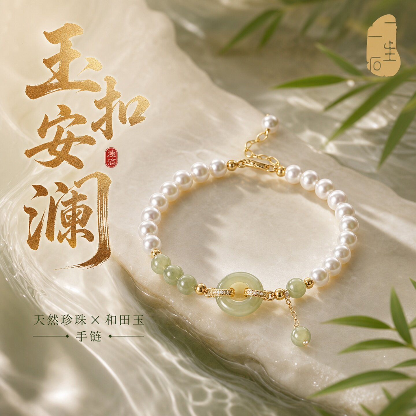 玉扣安澜和田玉珍珠手链女小众设计感复古520送对象女友闺蜜