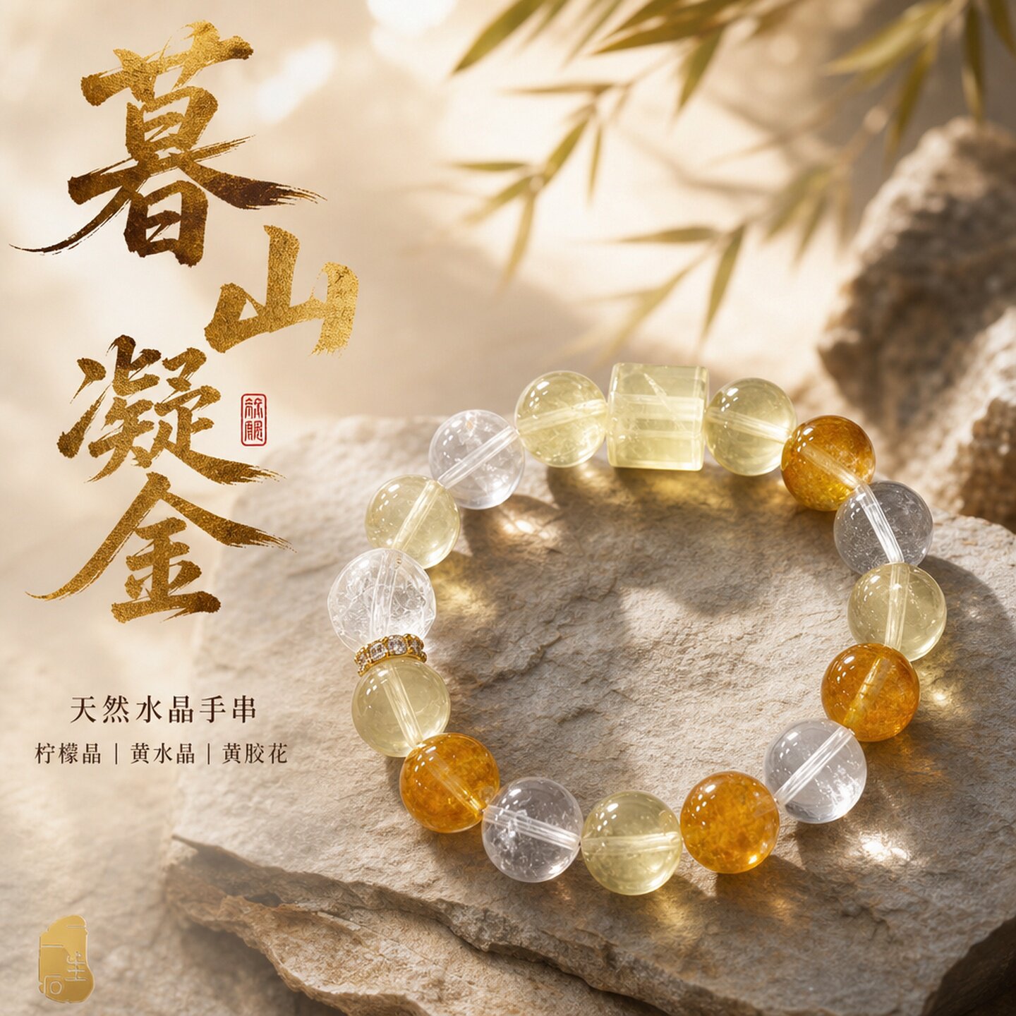 天然黄水晶虎眼招财女手链
