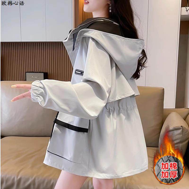 风衣外套女春秋2025新款韩版宽松大码收腰显瘦冲锋衣户外登山服潮