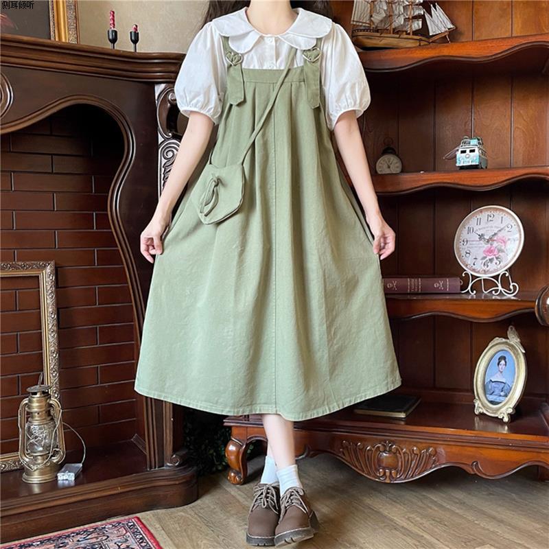 小清新背带裙子套装少女夏装2025年新款初中高中学生学院风连衣裙