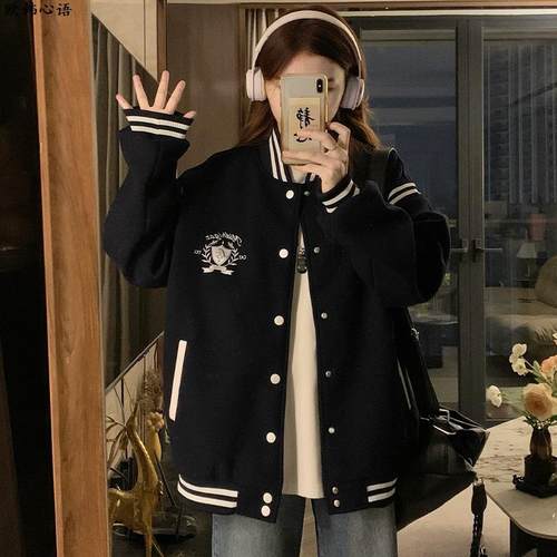 美式复古学院风毛呢棒球服