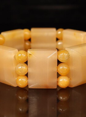 25*18*9mm8颗 圆珠24颗82g天然桂林鸡血玉石手链田湾料男士手链