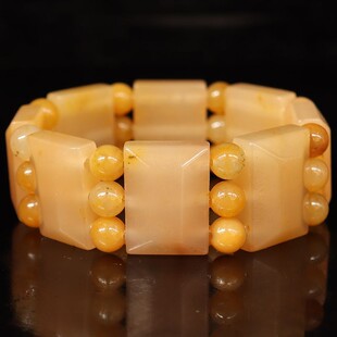 25*18*9mm8颗 圆珠24颗82g天然桂林鸡血玉石手链田湾料男士手链