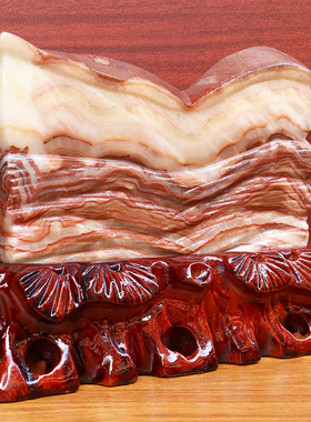 22*16*2cm1646g天然石材奇石摆件猪肉石五花肉桌面装饰雕刻石摆件