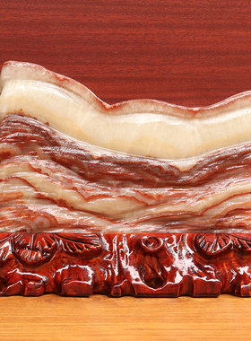 29*19*3cm2959g天然石材奇石摆件猪肉石五花肉桌面装饰雕刻石摆件