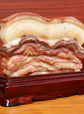 20*15*4cm1970g天然石材奇石摆件猪肉石五花肉桌面装饰雕刻石摆件