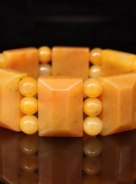 25*18*9mm8颗 圆珠24颗82g天然桂林鸡血玉石手链田湾料男士手链