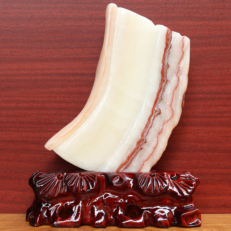 20*26*2cm1677g天然石材奇石摆件猪肉石五花肉桌面装饰雕刻石摆件
