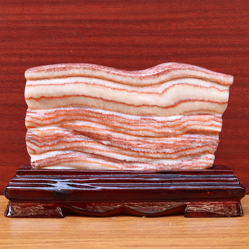 20*12*2cm1070g天然石材奇石摆件猪肉石五花肉桌面装饰雕刻石摆件