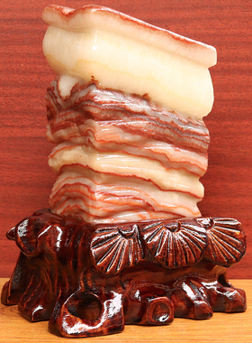 12*17*6cm1918g天然石材奇石摆件猪肉石五花肉桌面装饰雕刻石摆件