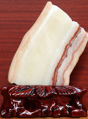 15*21*2cm1155g天然石材奇石摆件猪肉石五花肉桌面装饰雕刻石摆件