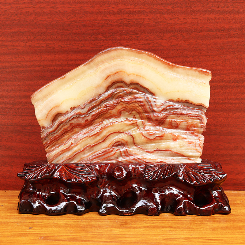 天然石材奇石摆件猪肉石五花肉桌面装饰雕刻石摆件23*19*3cm1662g