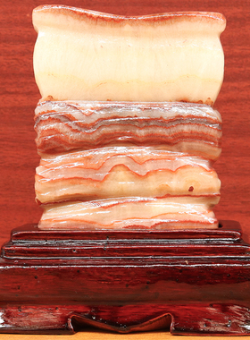 11*13*2cm666g天然石材奇石摆件猪肉石五花肉桌面装饰雕刻石摆件