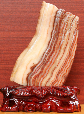 17*24*3cm1545g天然石材奇石摆件猪肉石五花肉桌面装饰雕刻石摆件