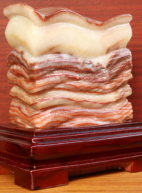 17*18*6cm3486g天然石材奇石摆件猪肉石五花肉桌面装饰雕刻石摆件