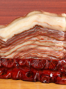 23*19*4cm2928g天然石材奇石摆件猪肉石五花肉桌面装饰雕刻石摆件