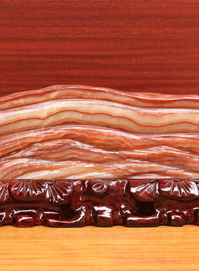 25*13*3cm2045g天然石材奇石摆件猪肉石五花肉桌面雕刻石摆件