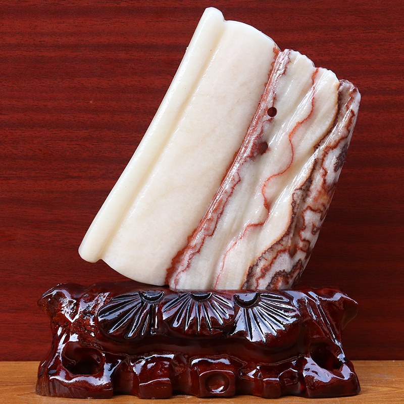 15*18*2cm958g天然石材奇石摆件猪肉石五花肉桌面装饰雕刻石摆件