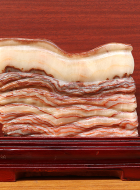 23*18*6cm4540g天然石材奇石摆件猪肉石五花肉桌面装饰雕刻石摆件