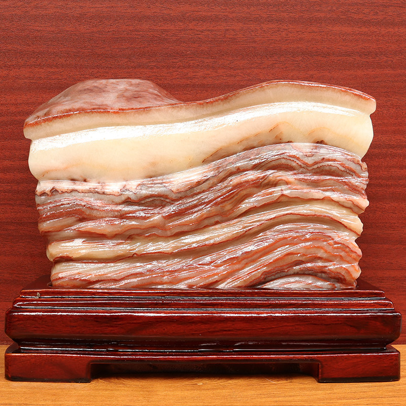24*19*6cm5456g天然石材奇石摆件猪肉石五花肉桌面装饰雕刻石摆件,家居饰品,装饰摆件,淘宝优惠券,粉丝福利购,淘宝优惠卷
