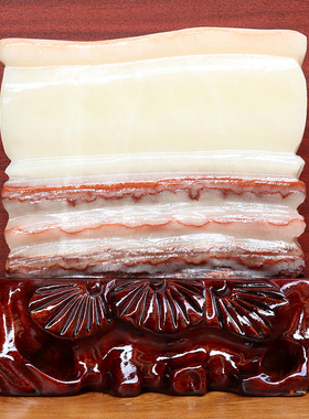 19*17*4cm2562g天然石材奇石摆件猪肉石五花肉桌面装饰雕刻石摆件