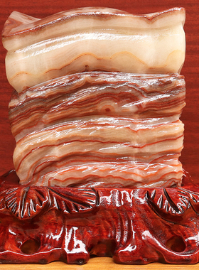 16*17*9cm3811g天然石材奇石摆件猪肉石五花肉桌面装饰雕刻石摆件