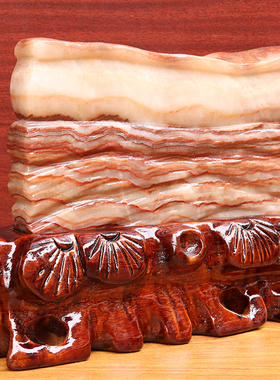 20*14*2cm1350g天然石材奇石摆件猪肉石五花肉桌面装饰雕刻石摆件