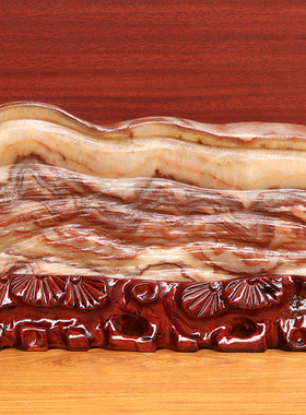 27*16*2cm2189g天然石材奇石摆件猪肉石五花肉桌面装饰雕刻石摆件