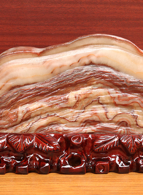 25*18*3cm2147g天然石材奇石摆件猪肉石五花肉桌面装饰雕刻石摆件